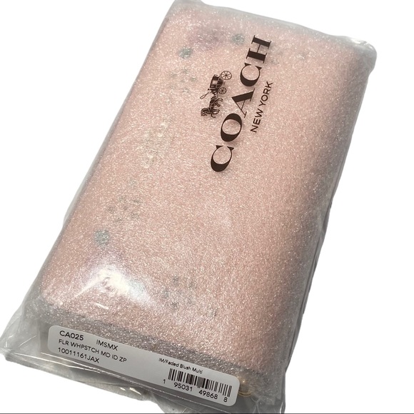 Coach Medium Id Zip Wallet With Floral Whipstitch #CA025 - Picture 10 of 12